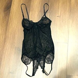 Only Hearts size Small Black lace Bodysuit crotch less
